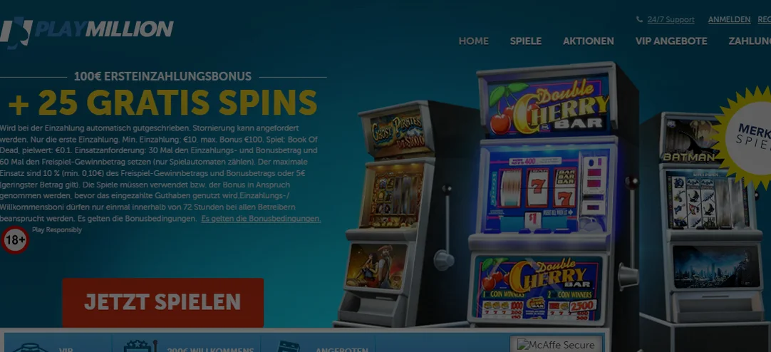 PlayMillion — 100% bis zu 100 € + 25 Spins